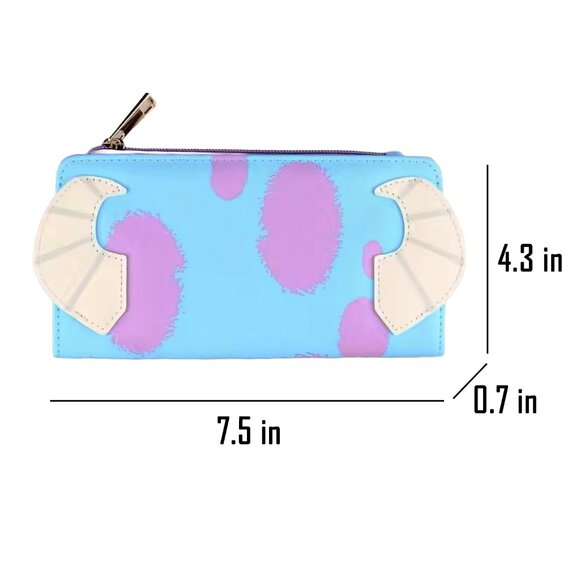 Disney Monsters Inc. Sulley 3D Horns Snap Closure Faux Leather Zip Wallet Pixar - Picture 4 of 5